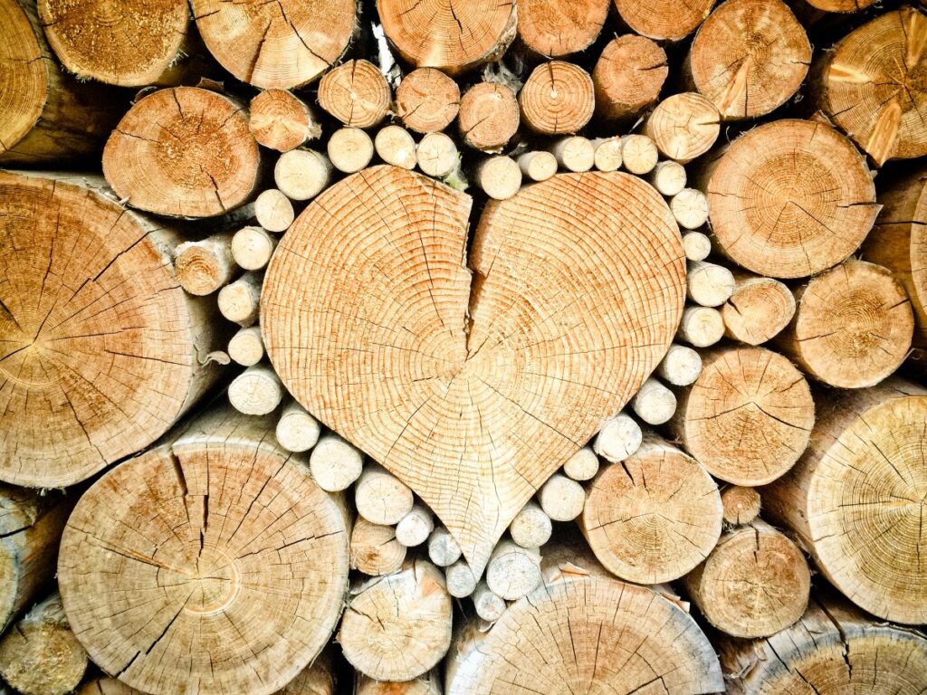 heart wood logs combs thread cutting wood pile stacked firewood decoration 639818