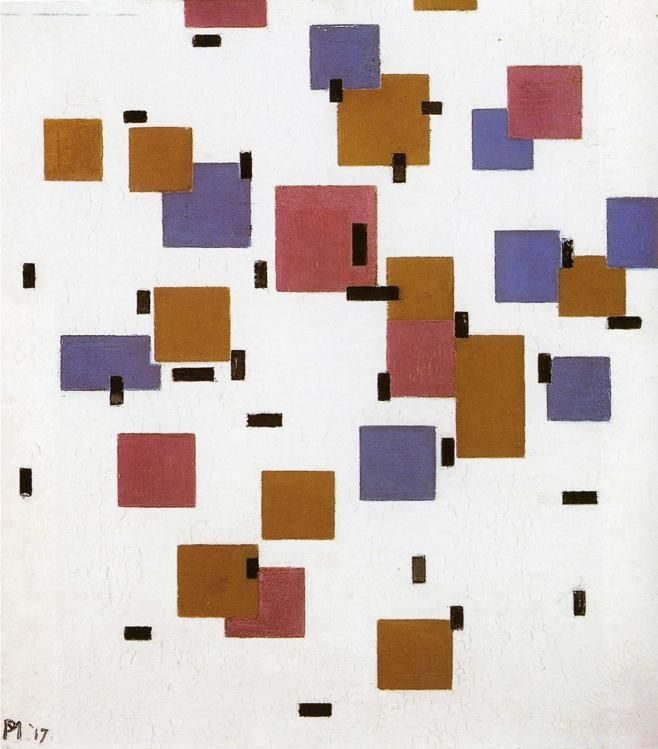 Mondrian Compositie in kleur A