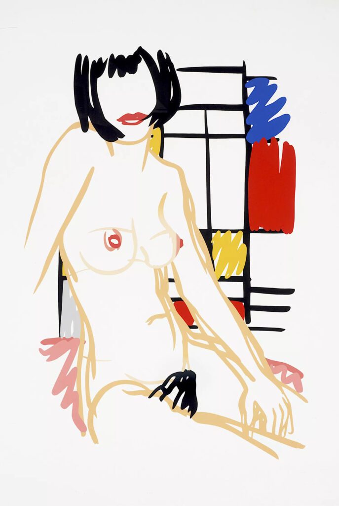 Monica sentada con Mondrian