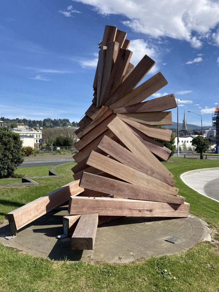 The sculpture Toroa 1989 by Peter Nicholls as it appears in October 2020