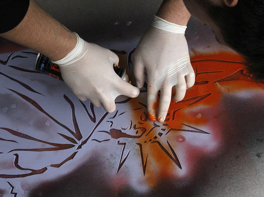painting hands trafaret template