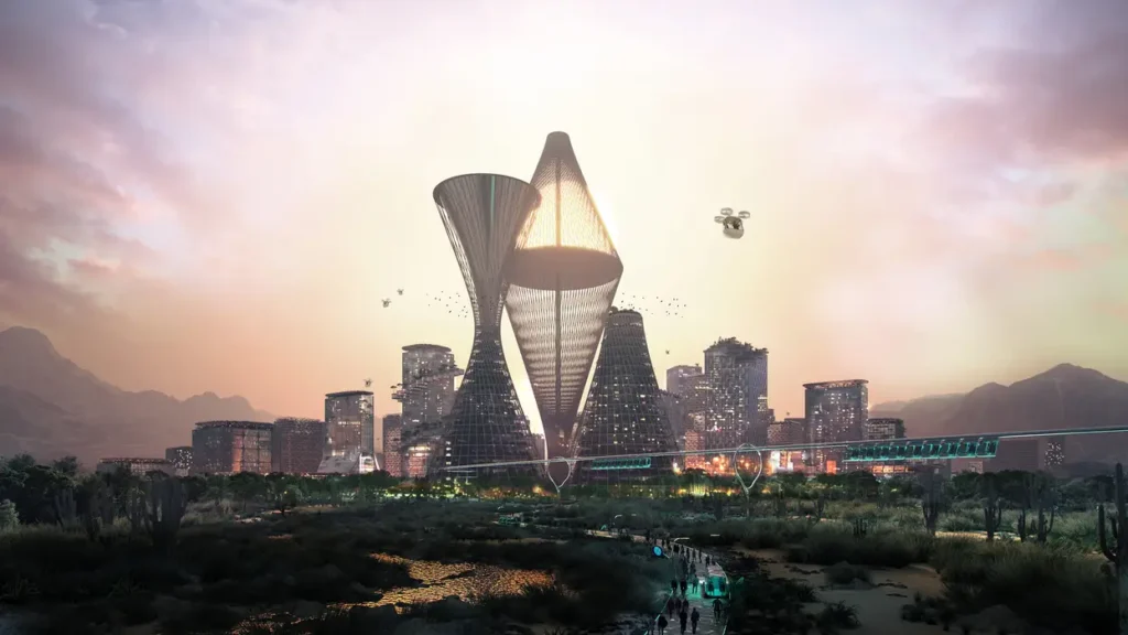 06A Telosa Concept Render BIG Iconic Tower Night22882500