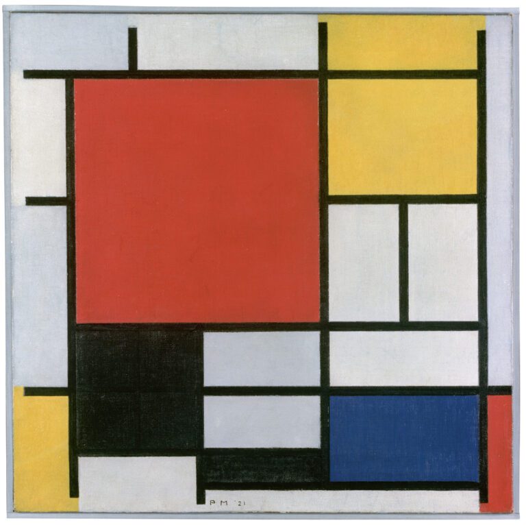 Piet Mondriaan 1921 Composition en rouge jaune bleu et noir