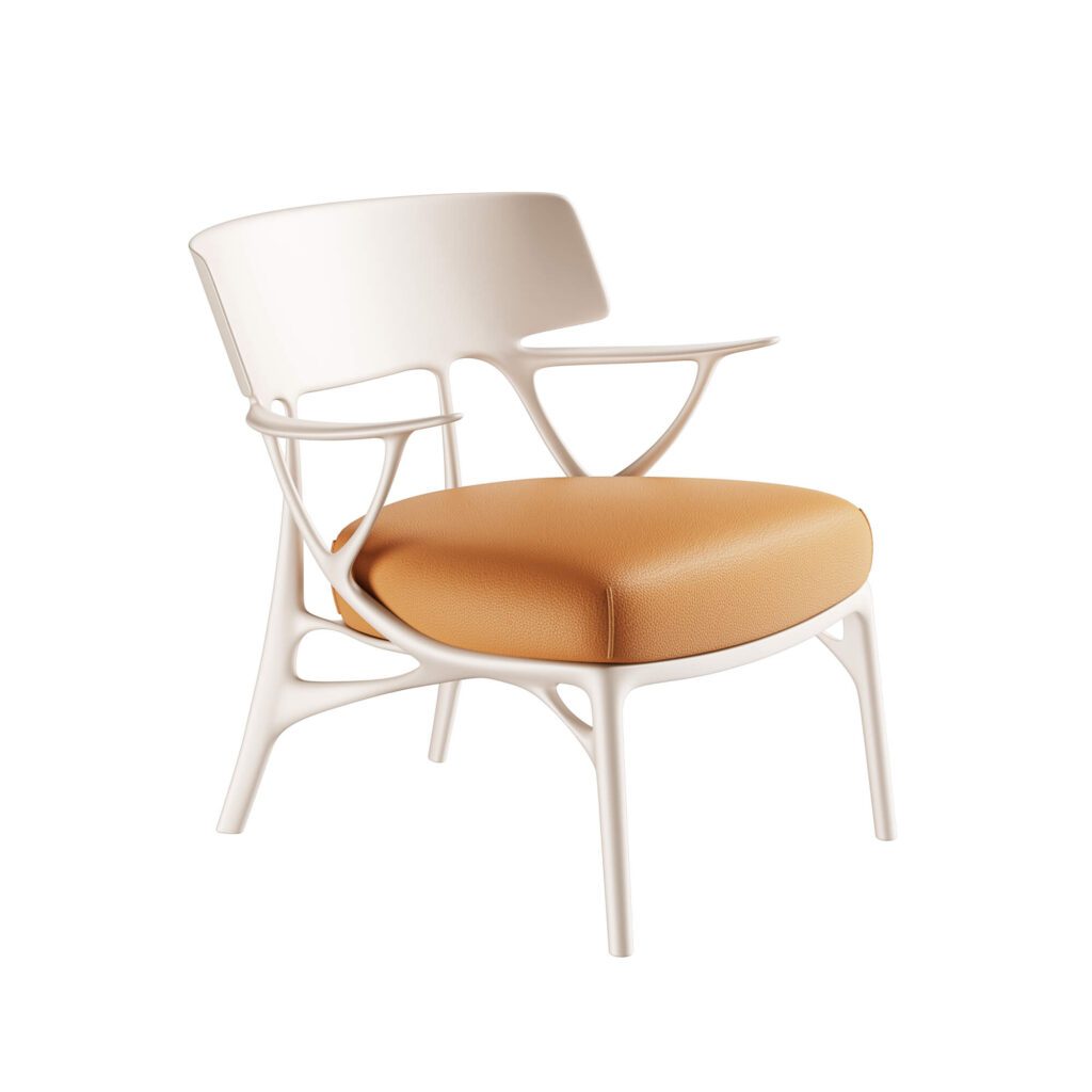 kartell lounge ai blanc cuir lv avt