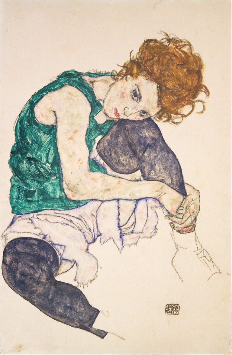 1024px Egon Schiele Seated Woman with Legs Drawn Up Adele Herms Google Art Project